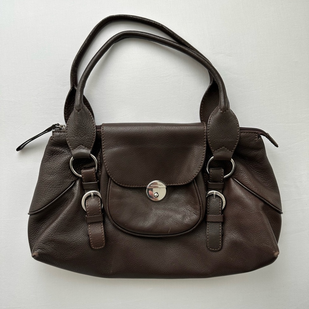 Vintage Coccinelle Stylish Dark Brown Leather Shoulder Bag